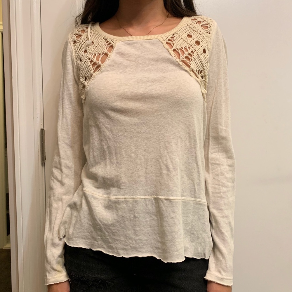 Free People Crochet Detail Long Sleeve Size XS